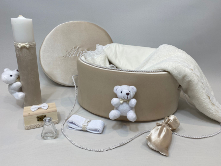 Trusouri Botez Clasic - Trusou botez la cufar din catifea si lumanare Basic