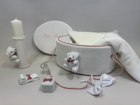 Trusouri Botez Clasic - Trusou botez la cufar din catifea si lumanare Clasic