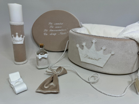 Trusouri botez Basic - Trusou botez la cufar din catifea si lumanare Basic