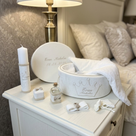 Trusouri botez Basic - Trusou botez la cufar din catifea si lumanare Basic