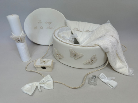 Trusouri Botez Clasic - Trusou botez la cufar din catifea si lumanare Clasic