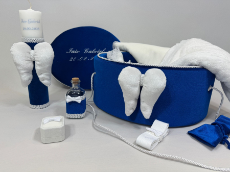 Trusouri Botez Exclusive - Trusou botez la cufar din catifea si lumanare Exclusive