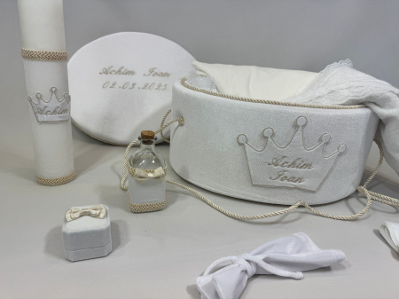 Trusouri botez Basic - Trusou botez la cufar din catifea si lumanare Basic
