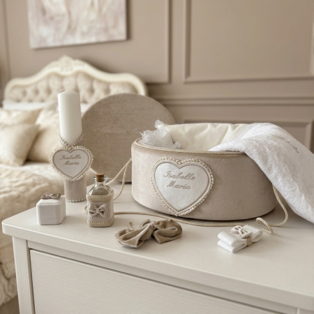 Trusouri botez Basic - Trusou botez la cufar din catifea si lumanare Basic