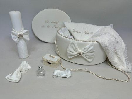 Trusouri Botez Clasic - Trusou botez la cufar din catifea si lumanare Clasic