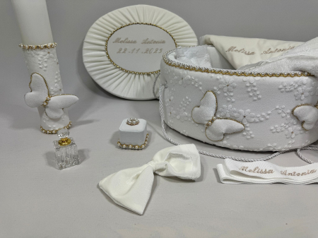 Trusouri botez Glamour - Trusou botez la cufar din catifea si lumanare Glamour