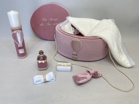 Trusouri Botez Exclusive - Trusou botez la cufar din catifea si lumanare Exclusive