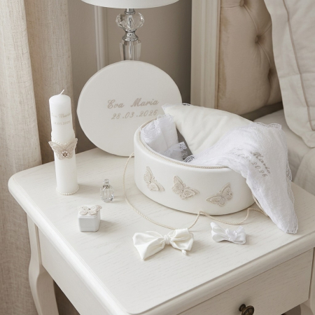 Trusouri Botez Clasic - Trusou botez la cufar din catifea si lumanare Clasic