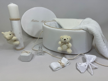 Trusouri Botez Clasic - Trusou botez la cufar din catifea si lumanare Clasic