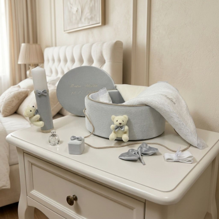 Trusouri Botez Clasic - Trusou botez la cufar din catifea si lumanare Clasic