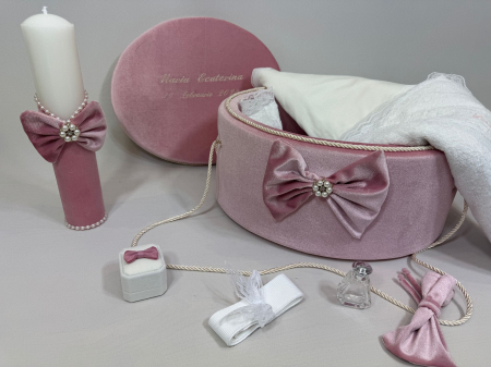 Trusou botez la cufar din catifea  si lumanare Clasic [1]