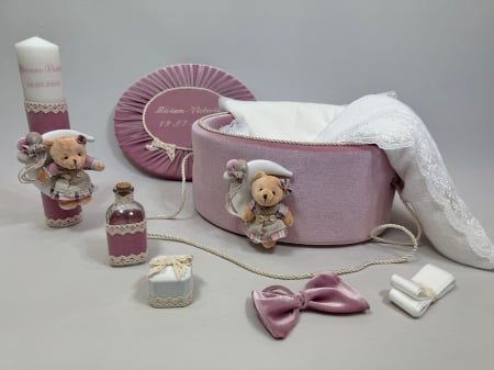 Trusouri botez Luxury - Trusou botez la cufar din catifea si lumanare Clasic