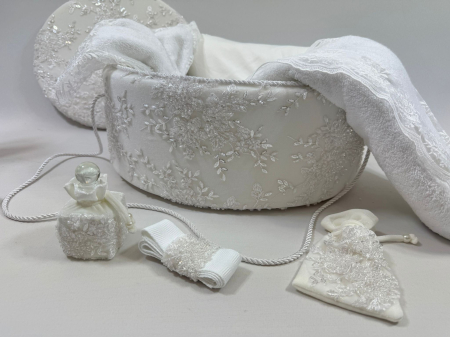 Trusou botez in cufar din catifea si lumanare model Deluxe [5]