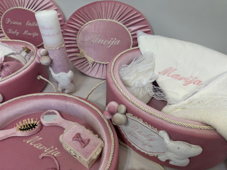 Set trusou botez cu lumanare + Set prima baita + tavita taierea motului Luxury [3]