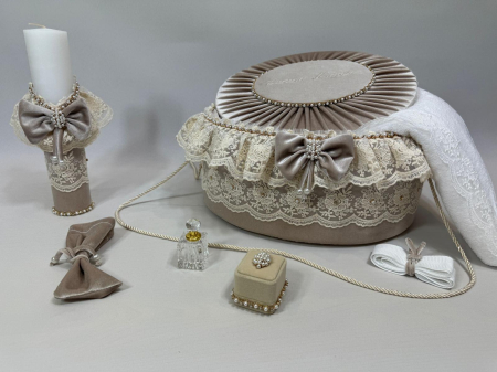 Trusou botez la cufar din catifea si lumanare Glamour [6]