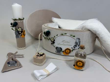 Trusouri botez Luxury - Trusou botez la cufar din catifea si lumanare Luxury