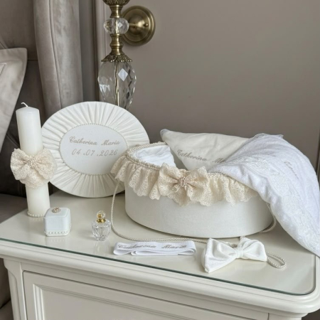 Trusouri Botez Elegance - Trusou botez la cufar din catifea si lumanare Elegance