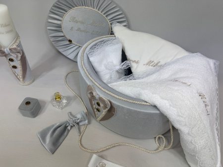 Trusou botez la cufar din catifea si lumanare Deluxe [2]