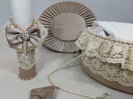 Trusou botez la cufar din catifea si lumanare Glamour [3]