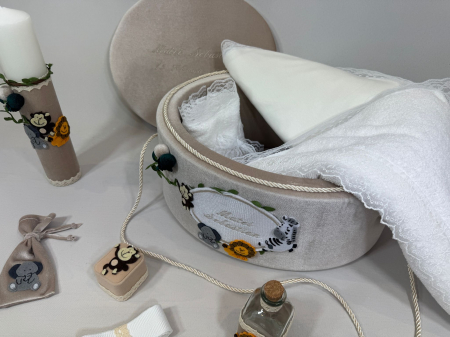 Trusou botez la cufar din catifea si lumanare Luxury [2]