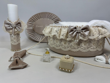 Trusou botez la cufar din catifea si lumanare Glamour [2]