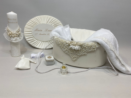 Trusouri botez Glamour - Trusou botez la cufar din catifea si lumanare Glamour