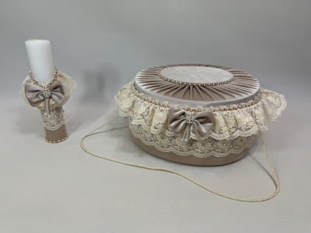 Trusou botez la cufar din catifea si lumanare Glamour [8]