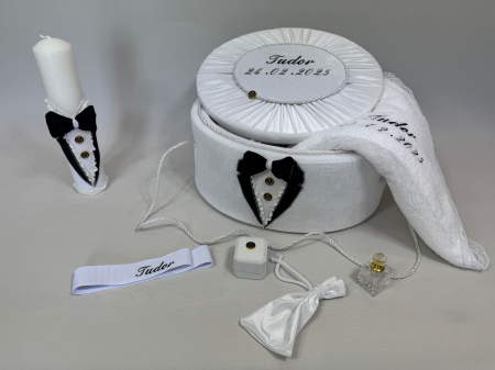 Trusou botez la cufar din catifea si lumanare Deluxe [3]
