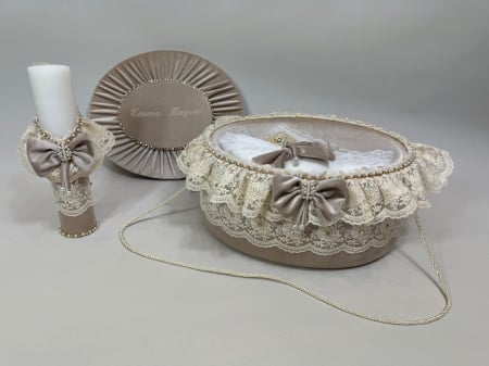 Trusou botez la cufar din catifea si lumanare Glamour [7]