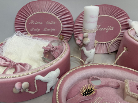 Set trusou botez cu lumanare + Set prima baita + tavita taierea motului Luxury [2]