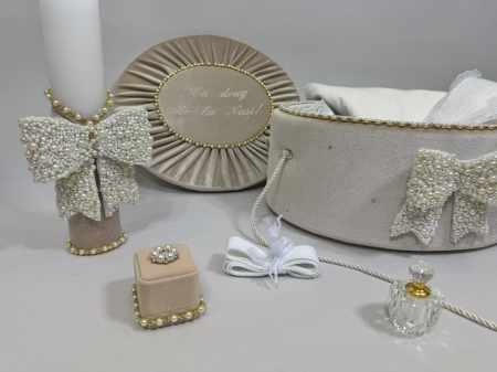 Trusou botez la cufar din catifea si lumanare Glamour [1]