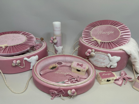 Set trusou botez cu lumanare + Set prima baita + tavita taierea motului Luxury [5]