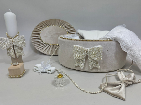 Trusouri botez Glamour - Trusou botez la cufar din catifea si lumanare Glamour