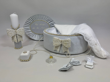 Trusouri botez Glamour - Trusou botez la cufar din catifea si lumanare Glamour