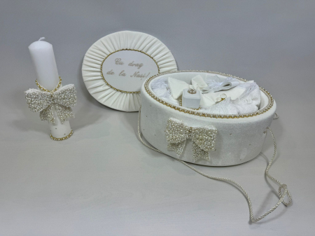 Trusou botez la cufar din catifea si lumanare Glamour [4]