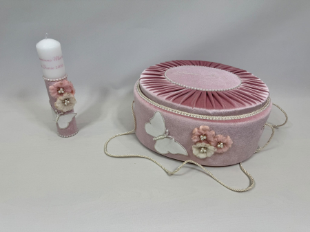 Trusou botez la cufar din catifea si lumanare Elegance [4]