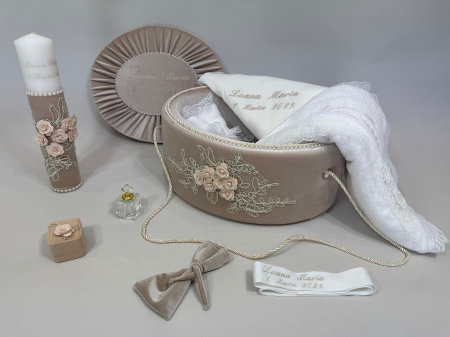 Trusou botez la cufar din catifea si lumanare Elegance [2]