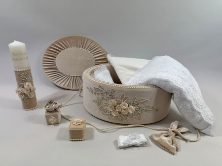 Trusou botez la cufar din catifea si lumanare Elegance [1]