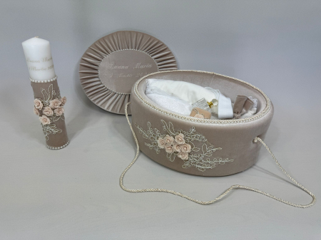Trusou botez la cufar din catifea si lumanare Elegance [5]