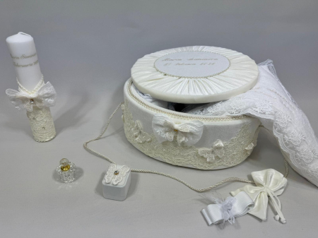 Trusou botez la cufar din catifea si lumanare Elegance [5]