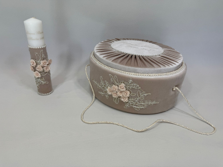 Trusou botez la cufar din catifea si lumanare Elegance [5]