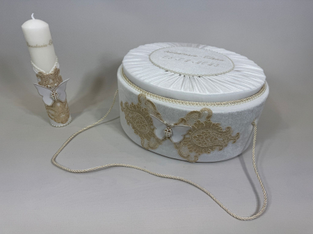 Trusou botez la cufar din catifea si lumanare Elegance [3]