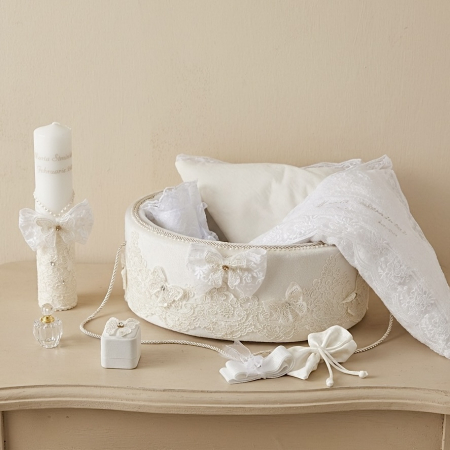 Trusouri Botez Elegance - Trusou botez la cufar din catifea si lumanare Elegance