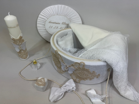 Trusou botez la cufar din catifea si lumanare Elegance [1]