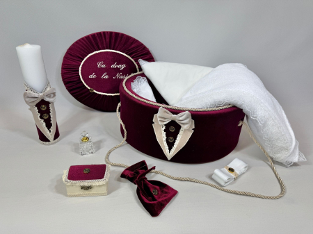 Trusou botez la cufar din catifea si lumanare Deluxe [1]