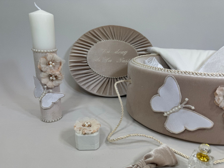 Trusou botez la cufar din catifea si lumanare Elegance [1]