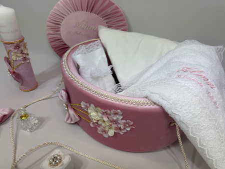 Trusou botez la cufar din catifea si lumanare Elegance [2]