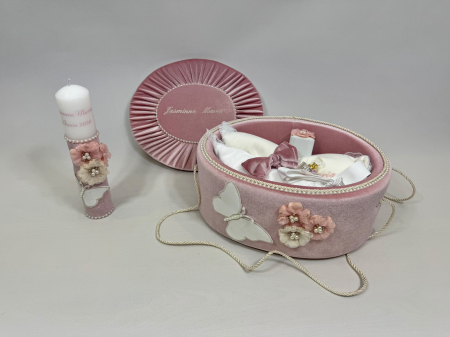 Trusou botez la cufar din catifea si lumanare Elegance [3]