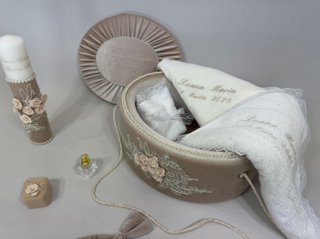 Trusou botez la cufar din catifea si lumanare Elegance [4]