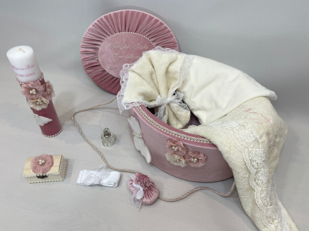 Trusou botez la cufar din catifea si lumanare Elegance [3]